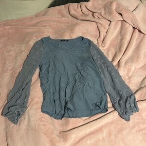 Blue Blouse with Ruffled Sleeves